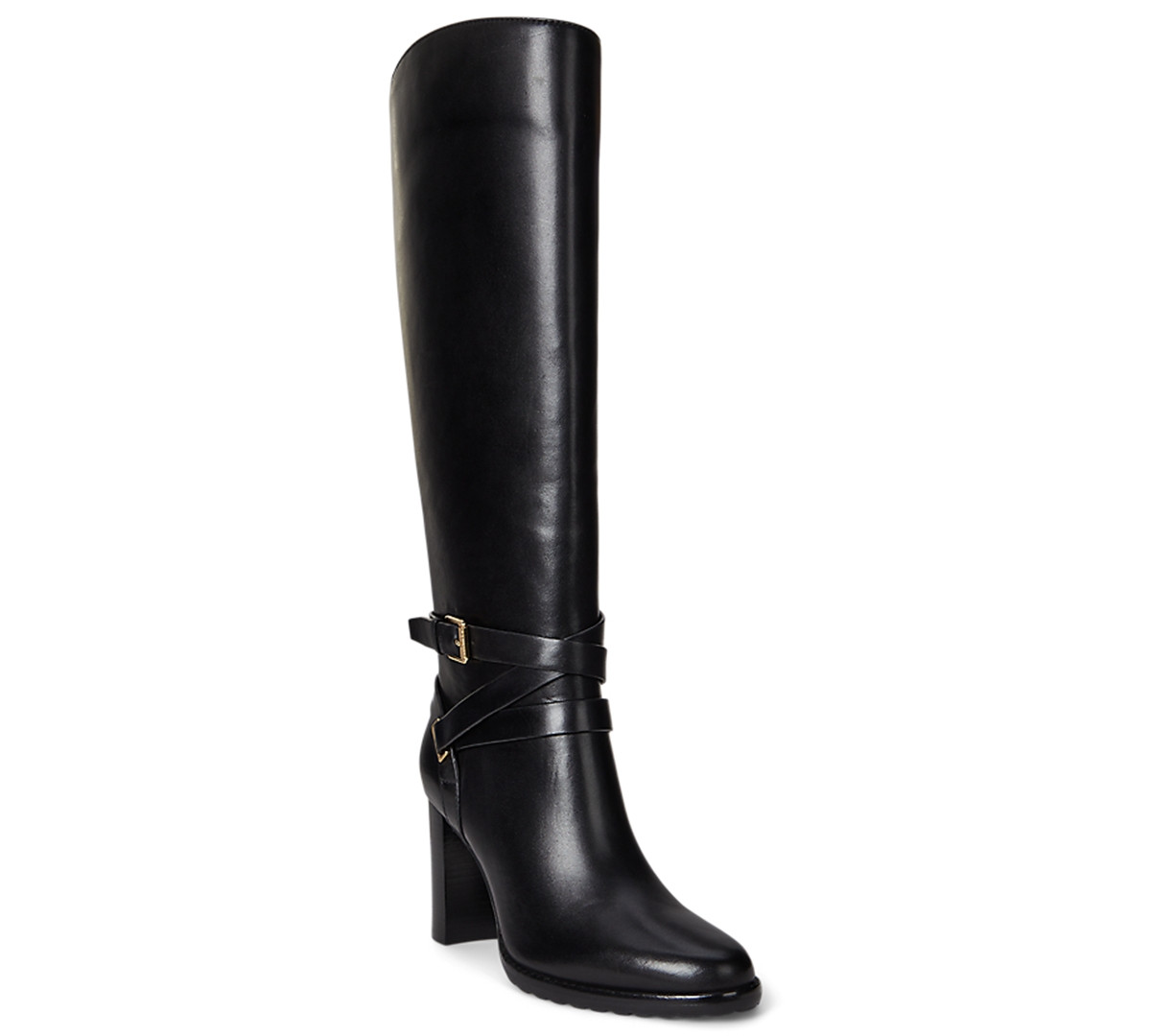 Lauren Ralph Lauren Women's Collins Stacked Heel Tall Boots - Black | Macy's