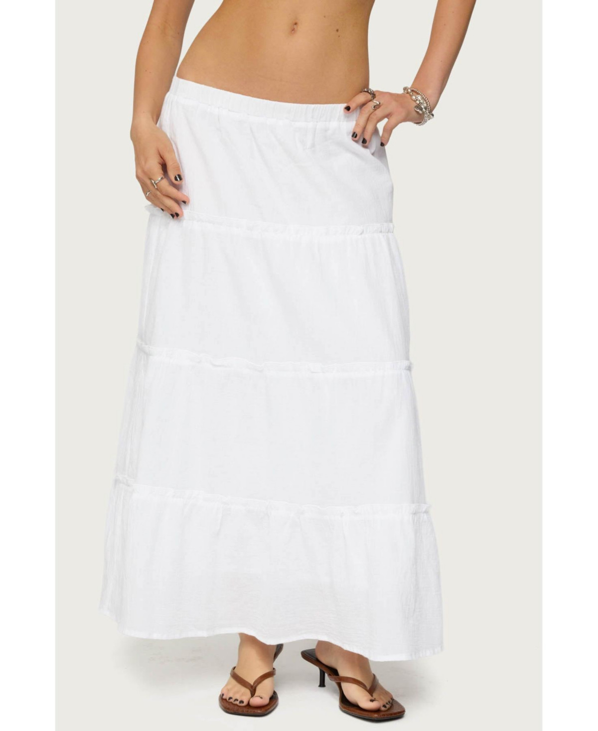 Edikted Women's Charlotte Tiered Maxi Skirt - White | Macy's