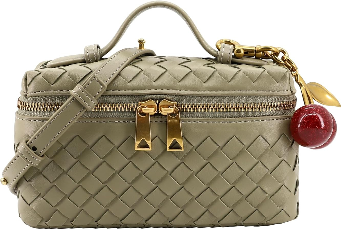 Small Woven Box Crossbody Bags for Women Designer Leather Mini Top Handle Clutch Purse Square Van... | Amazon (US)