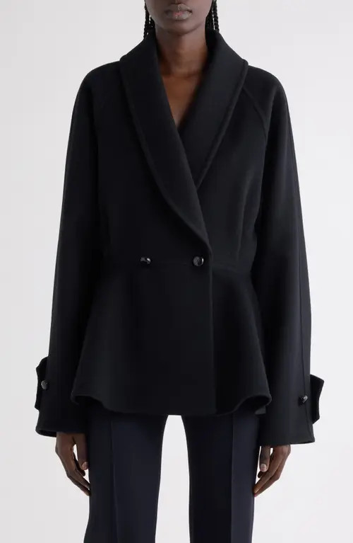 Chloé Double Breasted Wool Peplum Jacket in Black at Nordstrom, Size 4 Us | Nordstrom