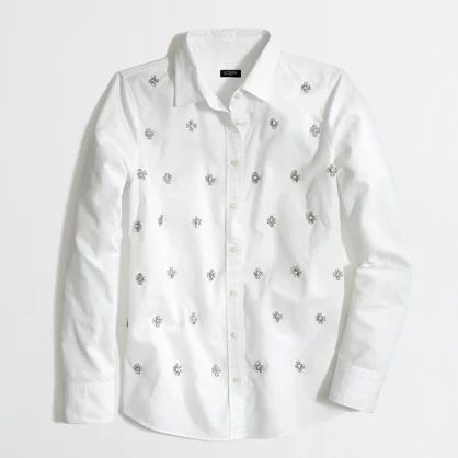 Factory classic button-down shirt in jeweled oxford | J.Crew US