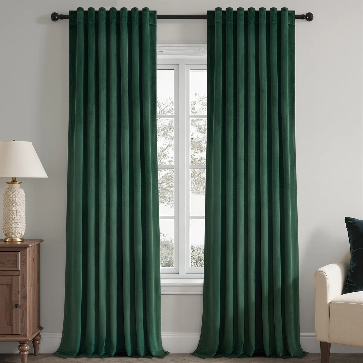 Velvet 100% Blackout Curtains , Back Tab Hooks Drapes,Room Darking Thermal Insulated Drapes(Set o... | Wayfair North America