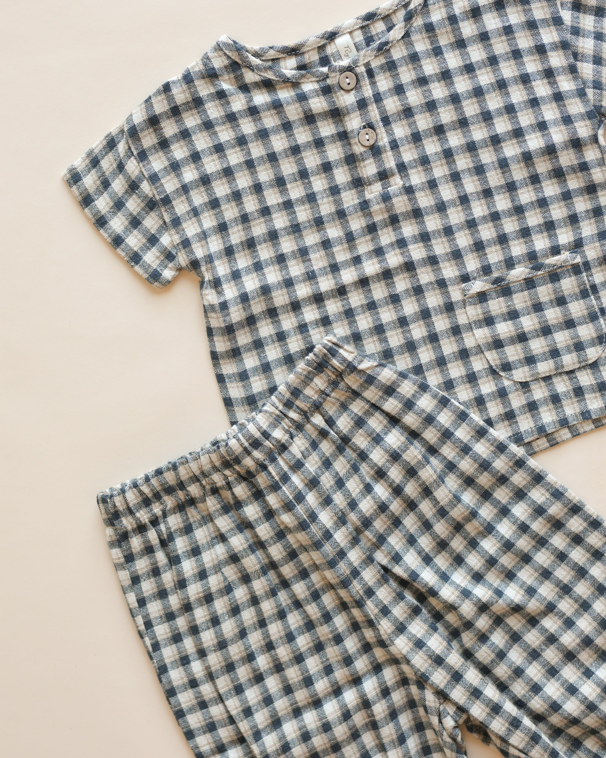 Woven Henley Tee || Navy Check | Rylee + Cru