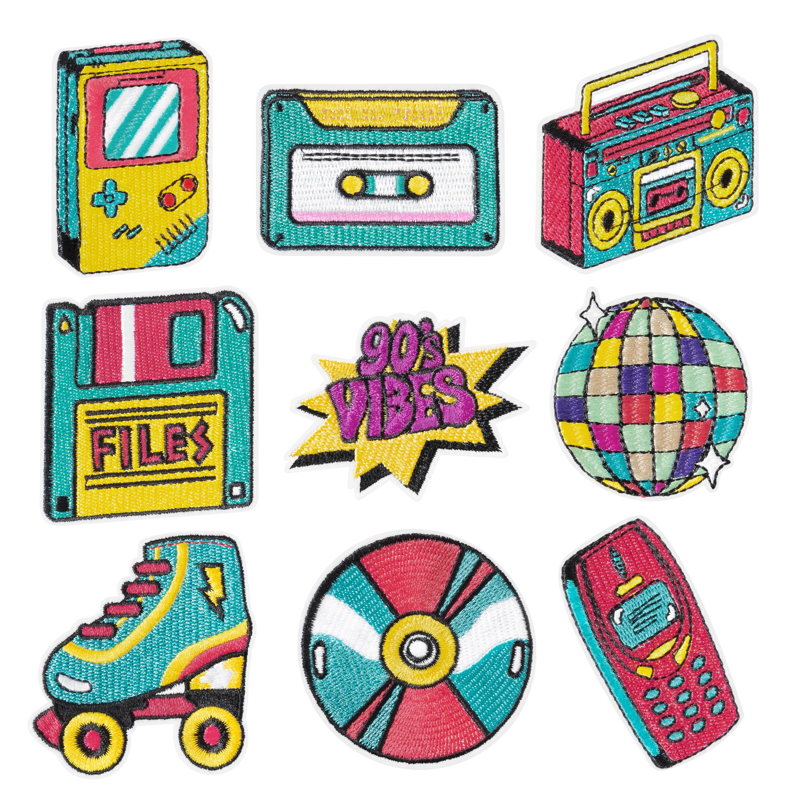 9Pcs Retro 80s 90s Iron on Patches Vintage Hip Hop Neon Disco Roller Skate Sew on Repair Embroide... | Amazon (US)
