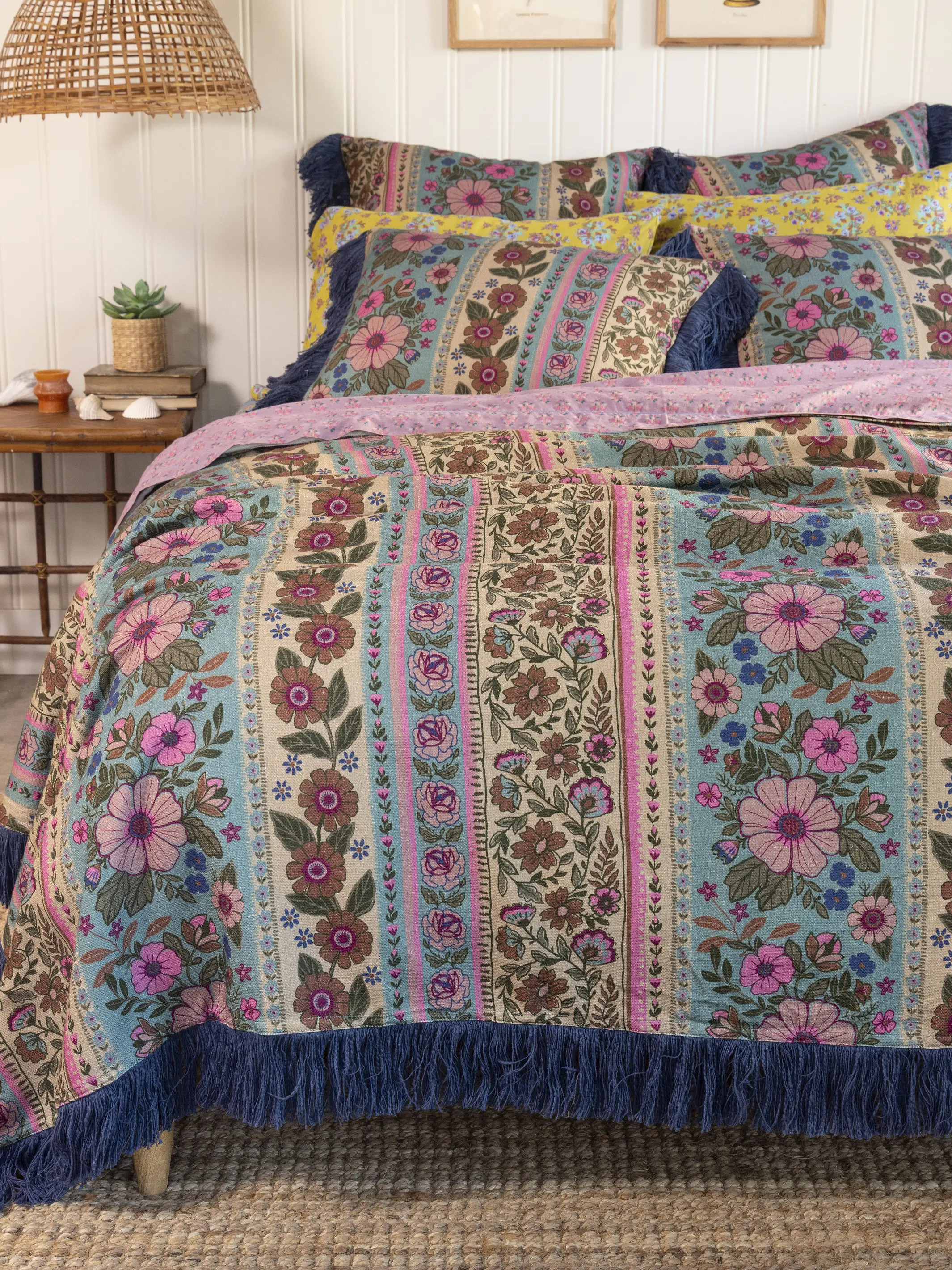 Boho Fringe Bedspread - Florence Border | Natural Life