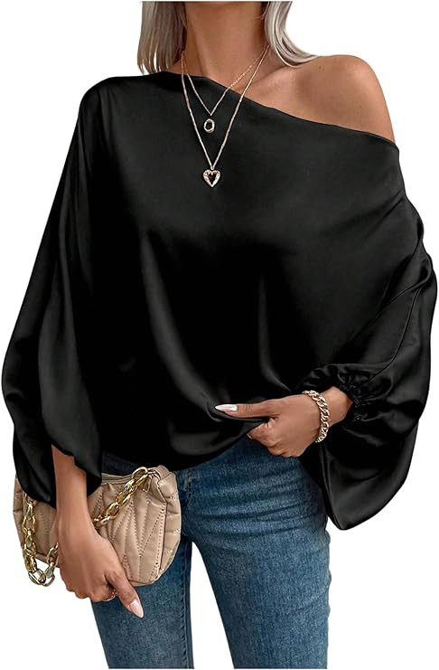 Verdusa Off The Shoulder Blouses for Women 3/4 Length Sleeve Asymmetrical Tops Business Casual Ou... | Amazon (US)