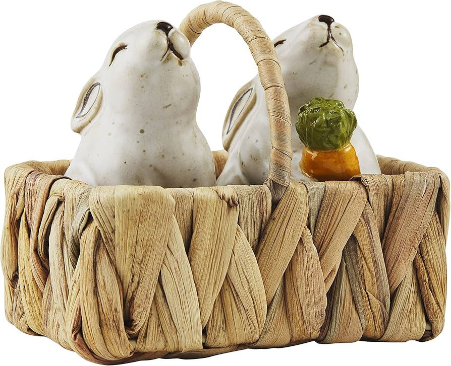 Mud Pie Easter Bunny Salt And Pepper Shaker Set, Bunny, 4.24" x 2.75", Cream | Amazon (US)