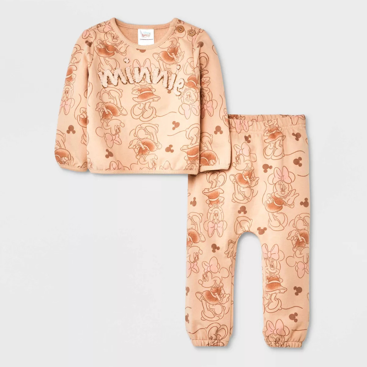 Baby Girls' Disney Solid Top and Bottom Set - Brown | Target