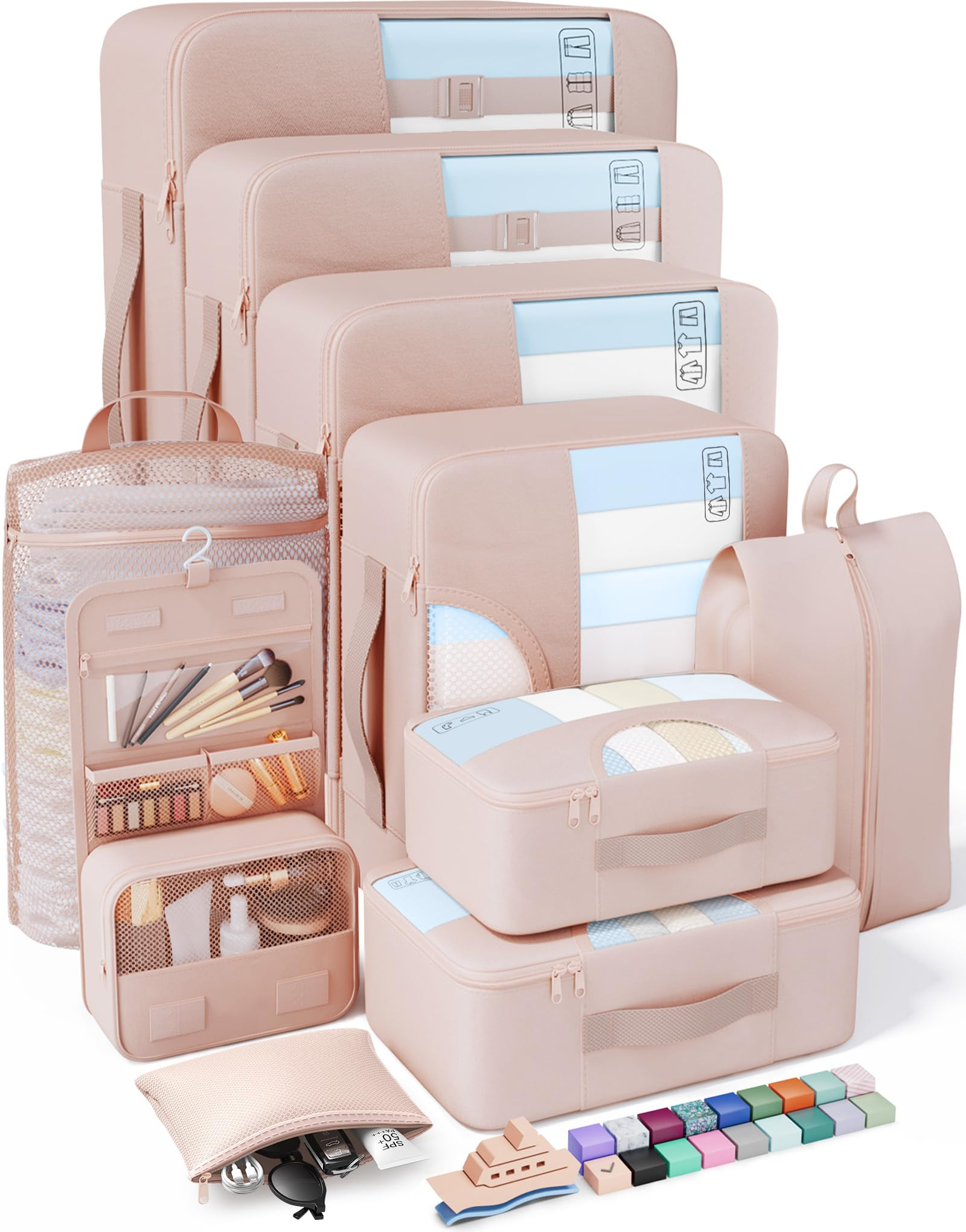 Veken 10 Set Packing Cubes for Travel, Beach Vacation Essentials Accessories for Cruise Ship, Sui... | Amazon (US)