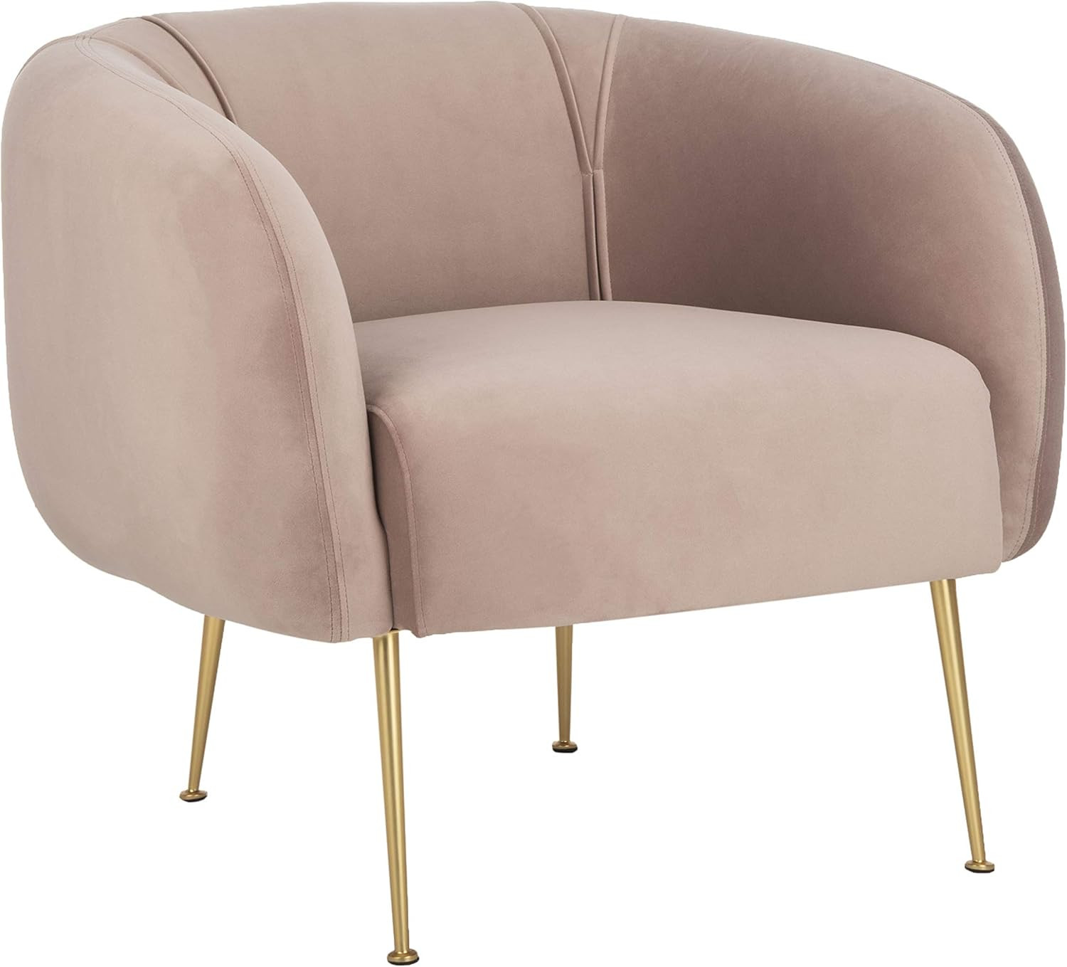 Safavieh Couture Home Alena Mid-Century Pale Mauve and Gold Accent Chair | Amazon (US)