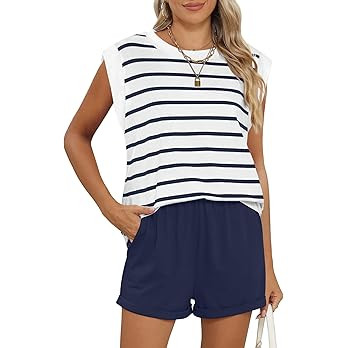 RUBZOOF 2 Piece Outfits for Women Lightweight Matching Lounge Sets Cap Sleeve Top and Elastic Wai... | Amazon (US)