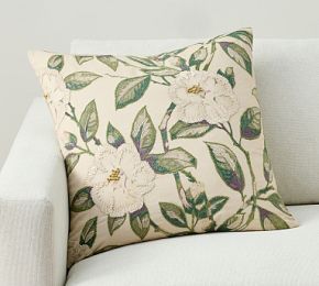 Vintage Islands Magnolia Embroidered Pillow | Pottery Barn (US)