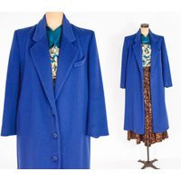 Geoffrey Beene | 1980S Blue Wool Long Coat 80S Royal Large | Etsy (US)