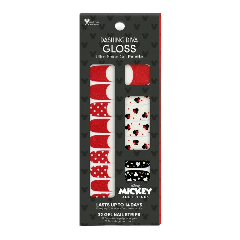 Dashing Diva Gloss Ultra Shine Gel Mickey Collection Nail Art, Love Mickey, 32 Gel Nail Strips - ... | Walmart (US)