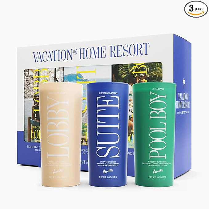Vacation Sunscreen Home Resort Scented Candle Set, Premium Soy Blend Wax, 85-Hour Long Burning, H... | Amazon (US)