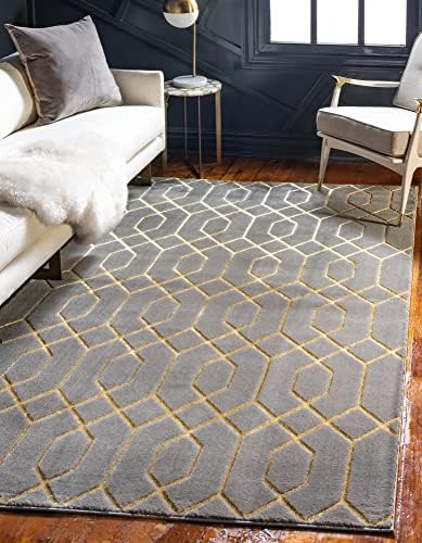 Unique Loom Glam Collection Geometric, Trellis, Metallics, Modern, Chic Area Rug, 5 ft 0 in x 8 ft 0 | Amazon (US)