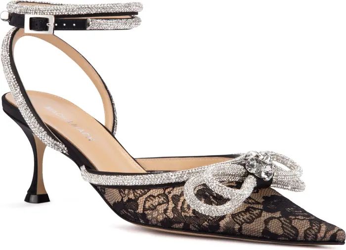 Mach & Mach Double Crystal Bow Pointed Toe Lace Pump (Women) | Nordstrom | Nordstrom