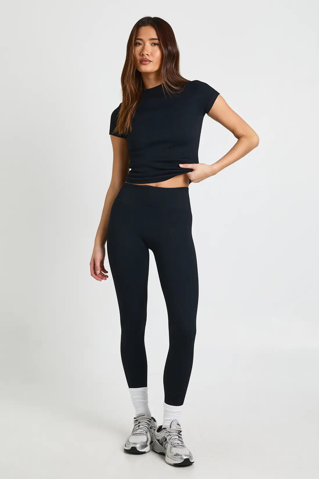 Black Contour Ribbed Seamless Leggings | Boohoo | Boohoo.com (UK & IE)