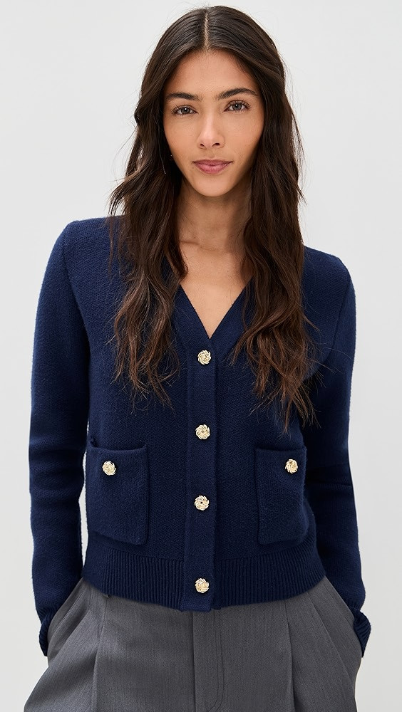Quinn Gold Button Cardi | Shopbop