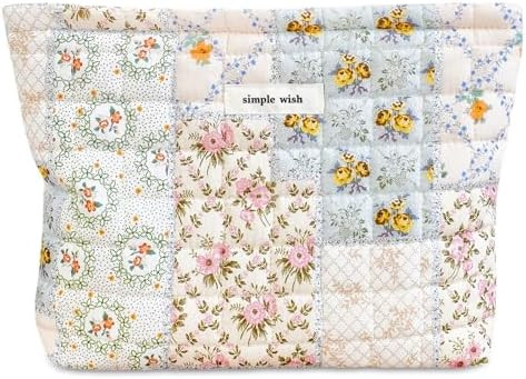 STARDW Cute Cotton Quilted Makeup Bag Cosmetic Bags for Women and Girls,Travel Toiletry Bag Flora... | Amazon (US)