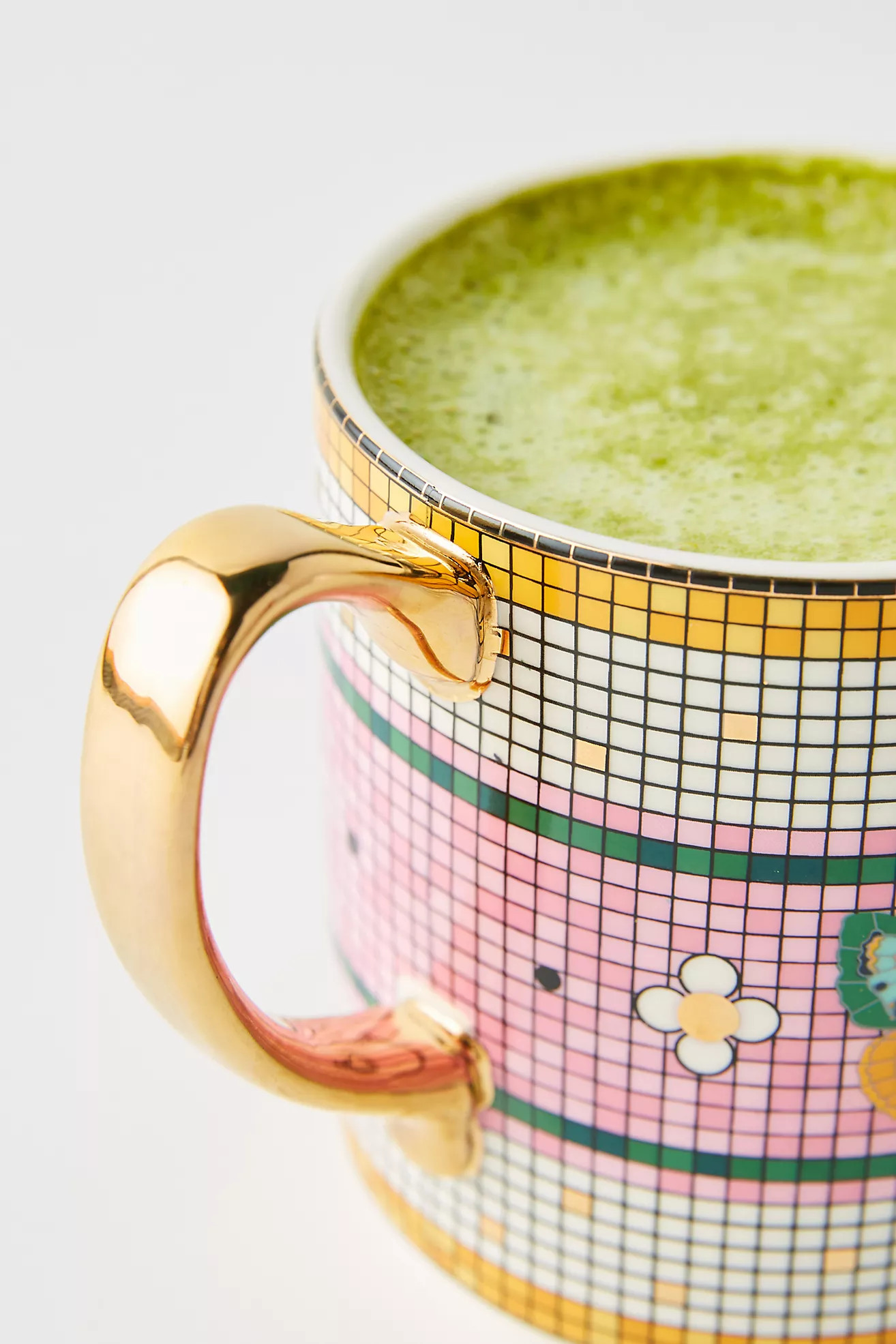 Bistro Tile Stoneware 24k Gold Garden Accent Mug | Anthropologie (US)