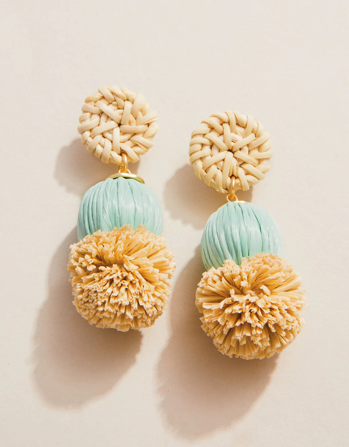 Straw Pom Earrings Sea Foam | Spartina 449