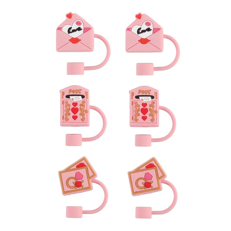 Cook with Color 6 Piece Silicone Valentine’s Day Straw Topper Set, Reusable Straw Covers for St... | Walmart (US)