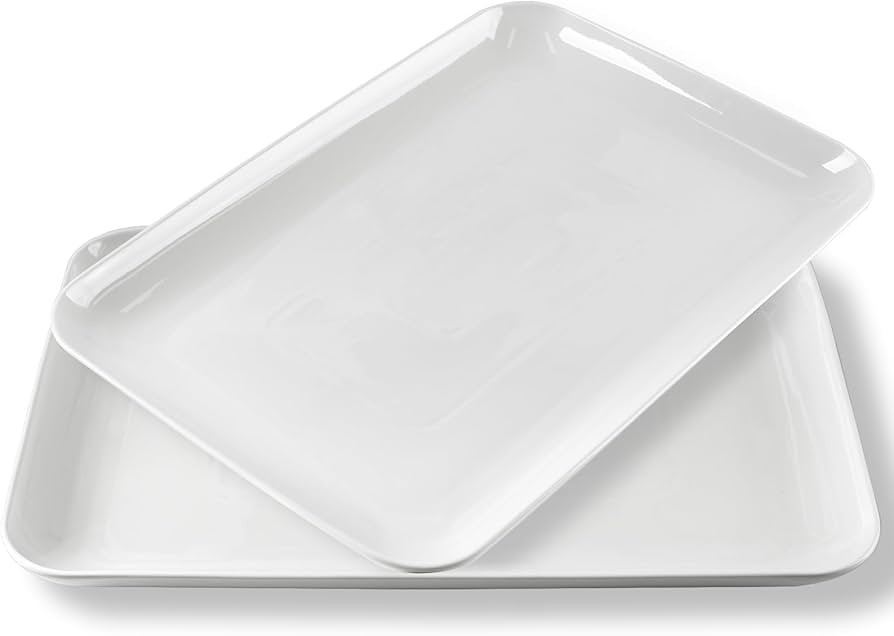 DELLING Large Serving Platter, 18" x 12.3" Serving Tray-Set of 2, White Platters for Serving Food... | Amazon (US)