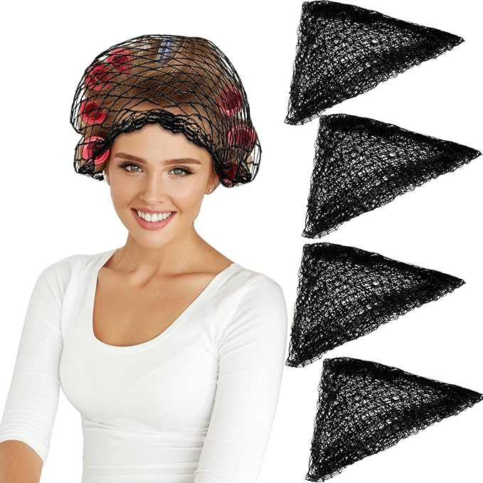 WILLBOND 4 Pieces Triangle Hair Net for Rollers, Women Hair Net Mesh Hair Net Triangular Hair Set... | Amazon (US)
