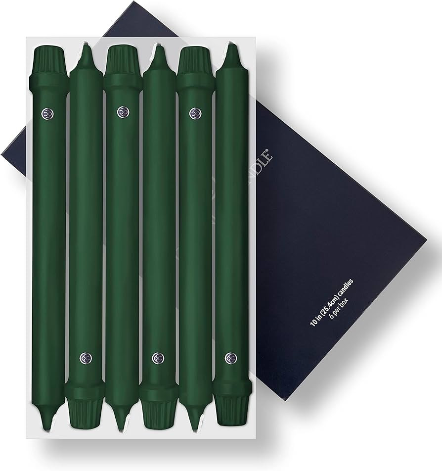 Colonial Candle Unscented Taper Candle, Classic Collection, Evergreen, 10 in, Pack of 6 Candlesti... | Amazon (US)