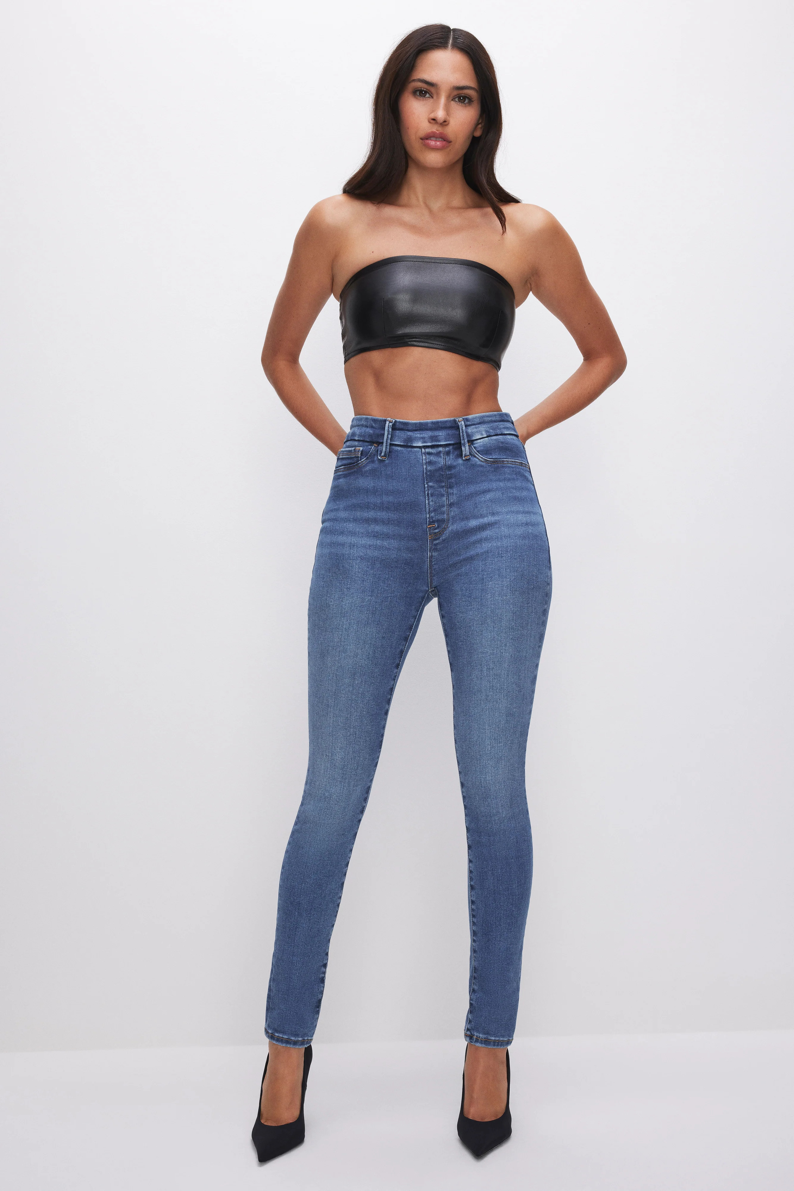 POWER STRETCH PULL-ON SKINNY JEANS | INDIGO490 - GOOD AMERICAN | Good American