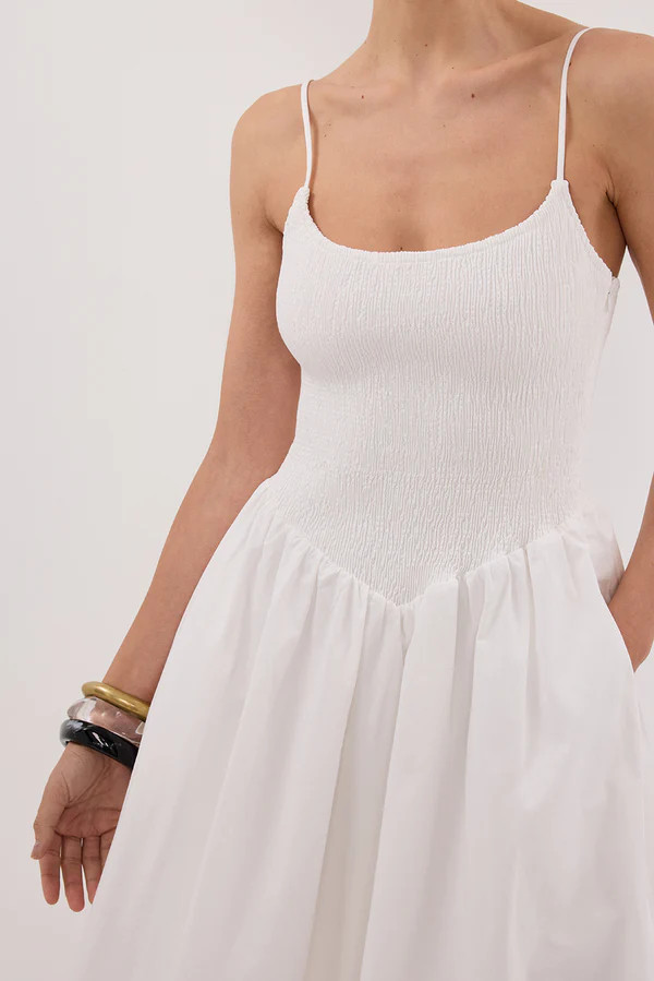 MILANO WHITE COTTON MIDI DRESS | DISSH