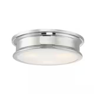 Savoy House Watkins 16 in. W x 4 in. H 3-Light Polished Nickel Flush Mount Ceiling Light with Opa... | The Home Depot