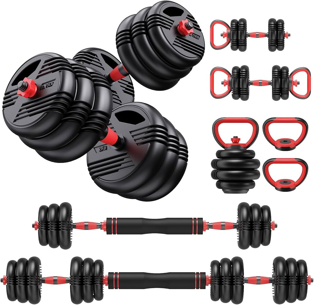 Adjustable Dumbbell Set, 22LB/44LB/66/88LB Weights, 4-in-1 Dumbbell Set with Connector for Home G... | Amazon (US)
