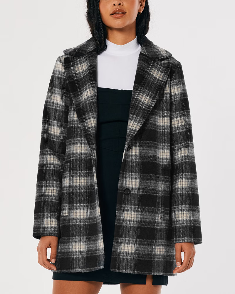 Women's Plaid Dad Coat | Women's Jackets & Coats | HollisterCo.com | Hollister (US)