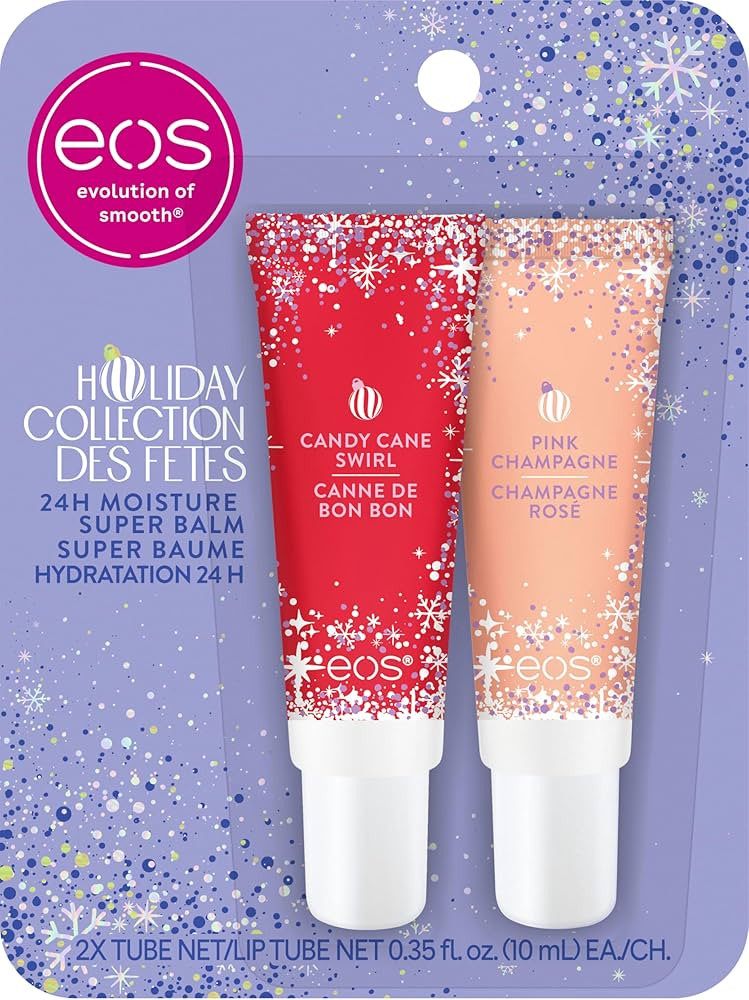 eos Holiday 24H Moisture Super Balm Gift Set, Pink Champagne & Candy Cane Swirl, Limited Edition,... | Amazon (US)
