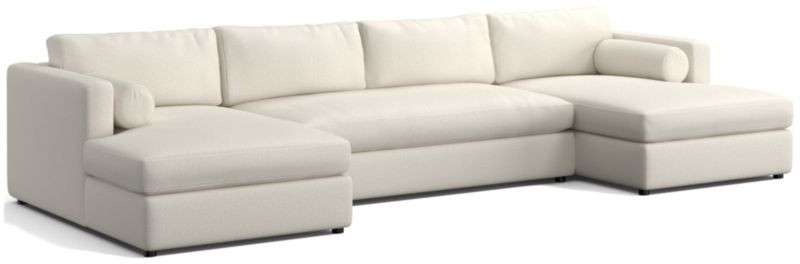 Aris Deep 3-Piece U-Shaped Bench Sectional Sofa with Double Chaise Lounge + Reviews | Crate & Bar... | Crate & Barrel