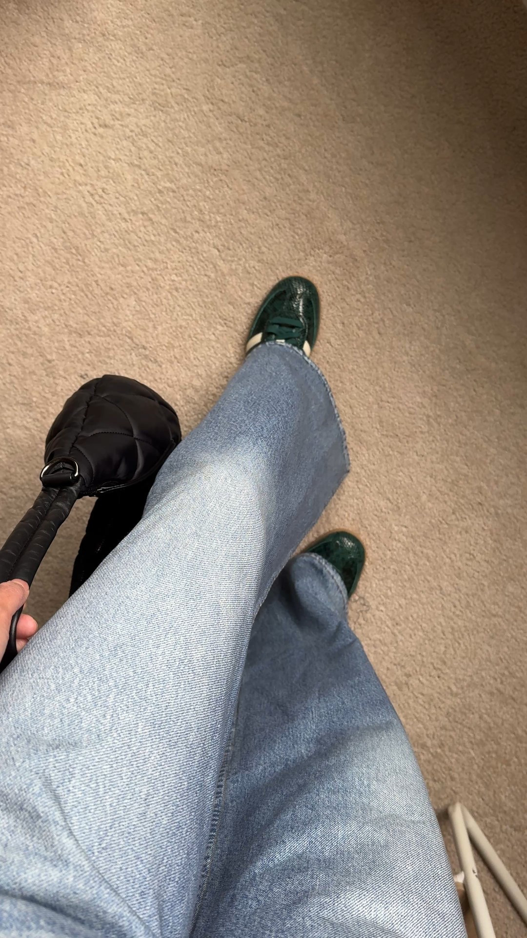 Sweatpant jeans. 
-It took me seeing a pair in person to appreciate the concept, as a true denim fabric lover. But the feel, the drape, the look, and of course the comfort ended up winning me over. 
-I’m wearing the designer version here, but am also linking my favorite alternative to the popular designer pair that has been restocked in all sizes and currently on sale for around $53-$59. The look for less option I am recommending is the best alternative that I have found after trying out a few pairs. Size down. The regular length is a bit long for me with flat shoes, but actually looks good when it skims the floor. 
-Soft classic crewneck sweater. I like to size up in this style. 
-New sneakers that are a great option to add interest to neutral looks. Size down. 
-Quilted shoulder bag style that also comes with a crossbody strap and chain strap. 
-Initial necklace works great with crewneck tops. 


#LTKOver40 #LTKItBag #LTKShoeCrush