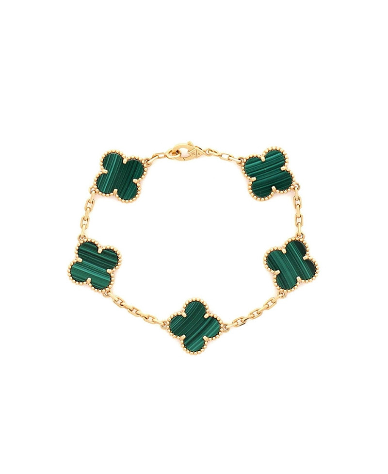 Pre-Owned Van Cleef & Arpels Vintage-like Alhambra 5 Motifs Bracelet 18K Gold and Malachite | Bloomingdale's (US)