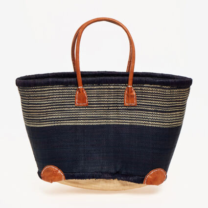 Navy Woven Beach Tote Bag | TK Maxx