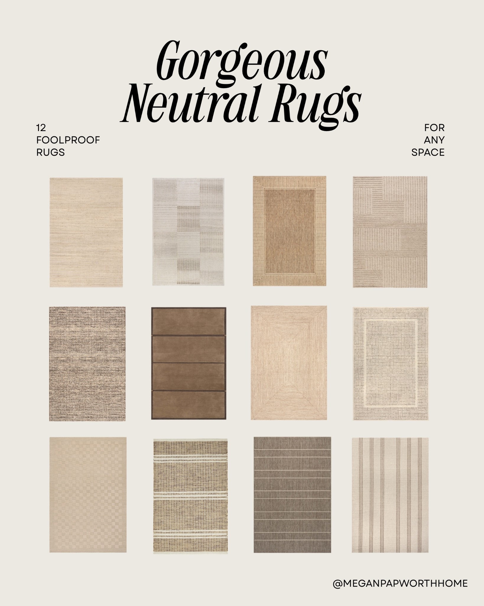 Rugs can be daunting and tricky - you want your rug to anchor your space without overpowering the room. All of these rugs are neutral and subtle enough to complement any room. 