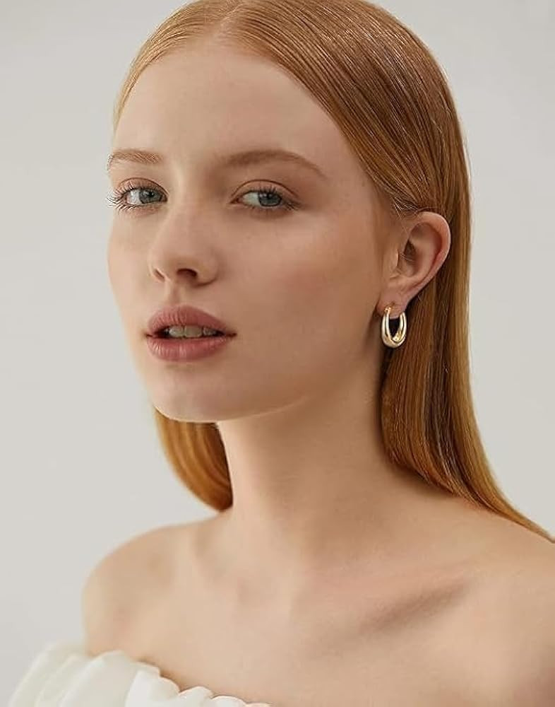 Gold Hoop Earrings 14K Gold Hoop Earrings for Women Earring U-shaped Classic Hoops Earring for Wo... | Amazon (US)