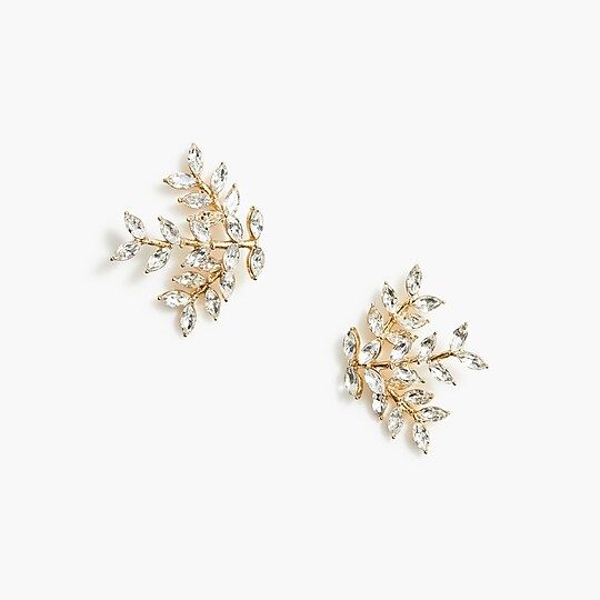 Crystal leafy branches stud earrings | J.Crew Factory