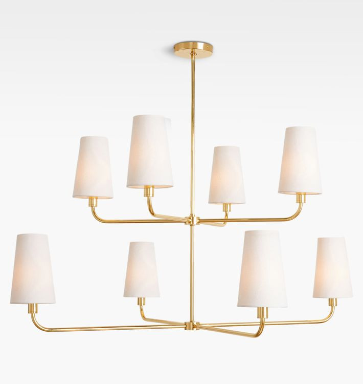 Ansel 46" 8-Light Double Tier Chandelier, Fabric Shades | Rejuvenation