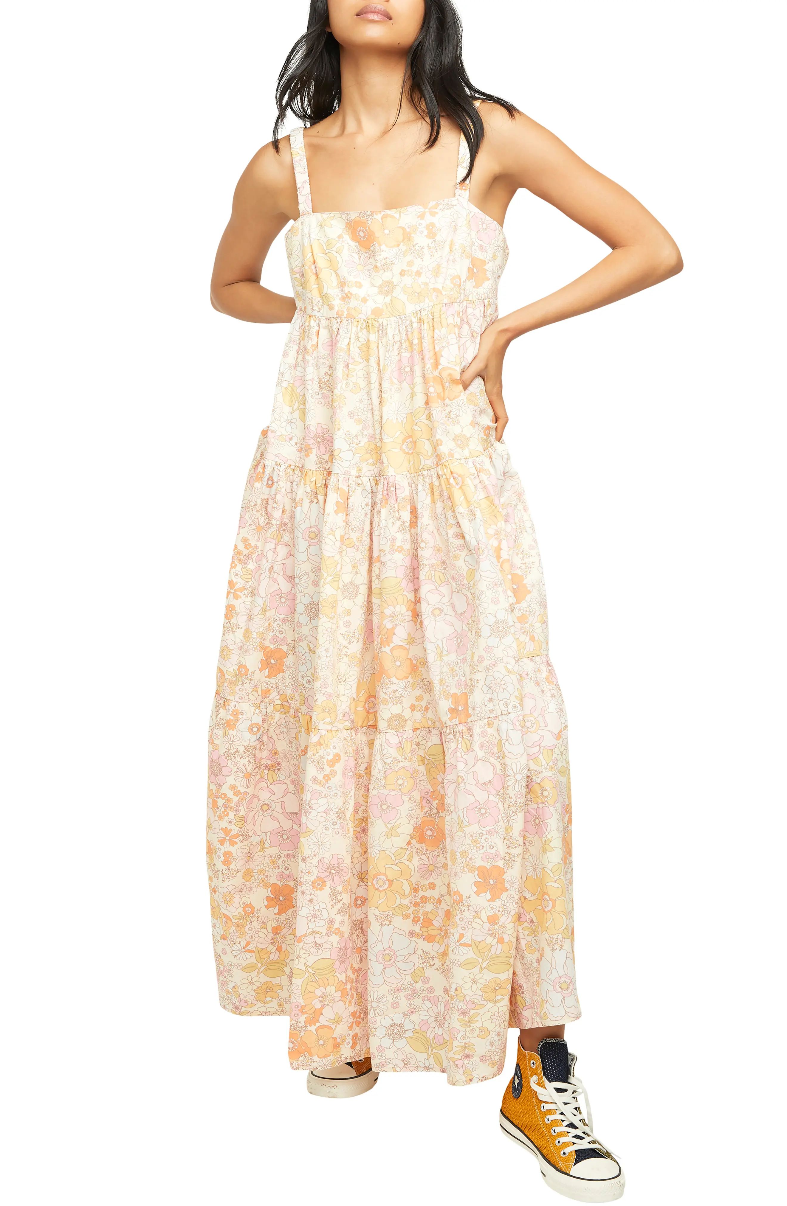 Women's Free People Floral Maxi Sundress, Size Large - Ivory | Nordstrom