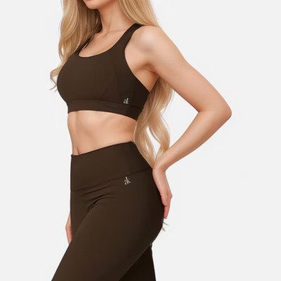 Anna-Kaci Women's High Support Scoop Neck Sports Bra - Medium, Brown | Target