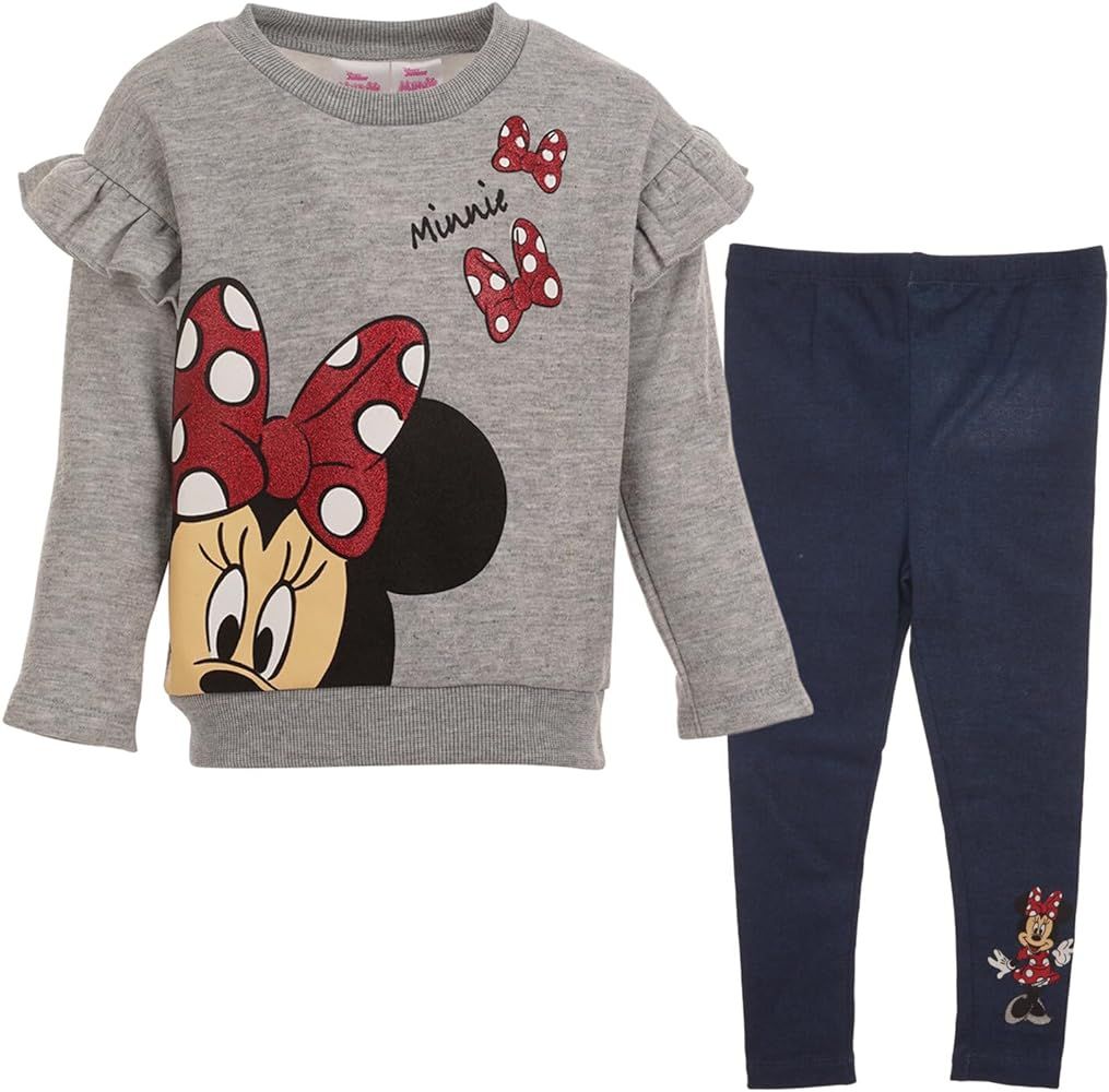 Disney Minnie Mouse Baby Girls Fleece Sweatshirt and Leggings Outfit Set Infant to Big Kid | Amazon (US)