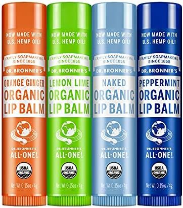 Dr. Bronner's - Organic Lip Balm (4-Pack Variety Peppermint, Orange Ginger, Naked, Lemon Lime) - Mad | Amazon (US)