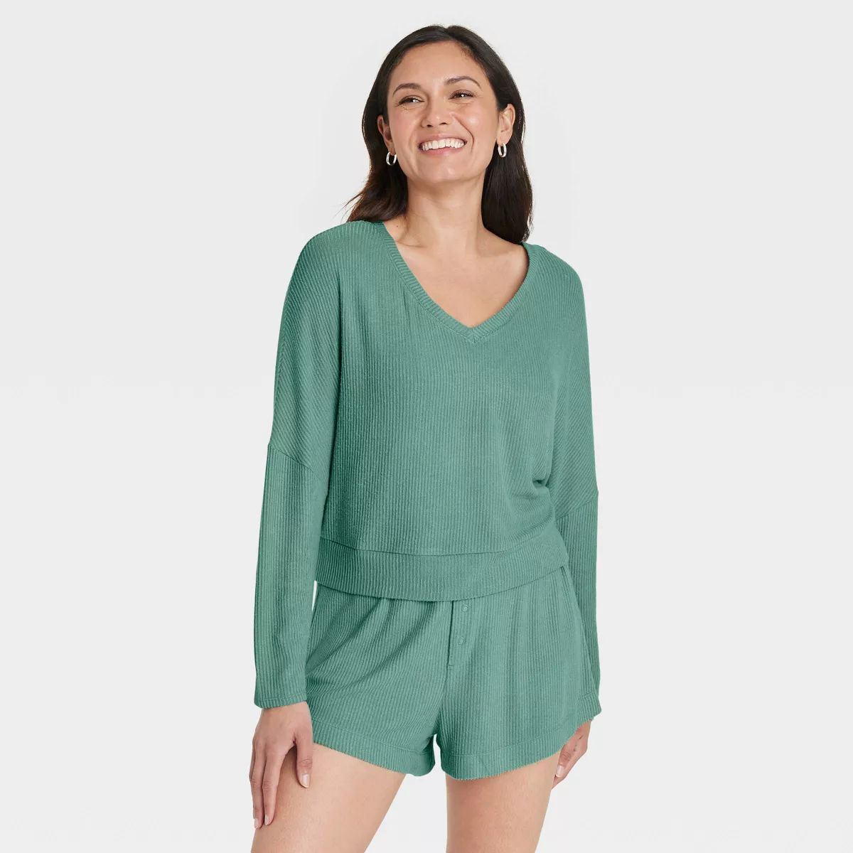 Women's Cozy Ribbed Pullover - Auden™ Green S | Target