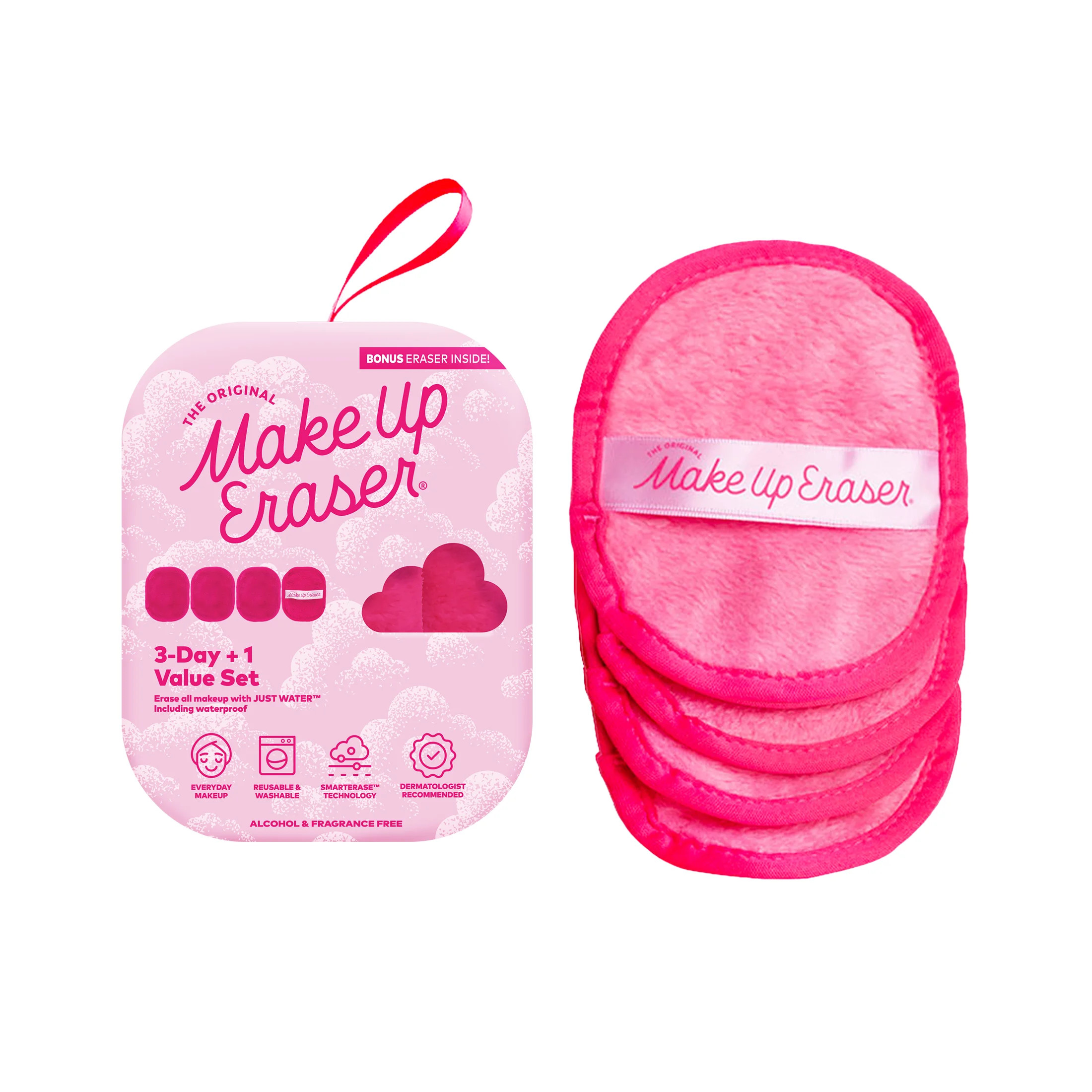 The Original MakeUp Eraser, Pink 3-Day Set + Bonus Makeup Eraser Reusable Cloths | Walmart (US)